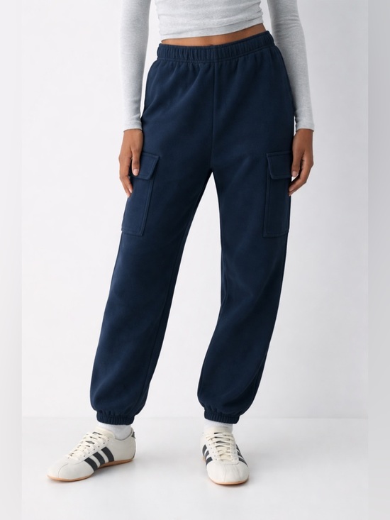 Tuff Athletics Pants - Tuff Athletics Cargo Joggers Size S NWOT Navy Fleece Utility Sweatpants